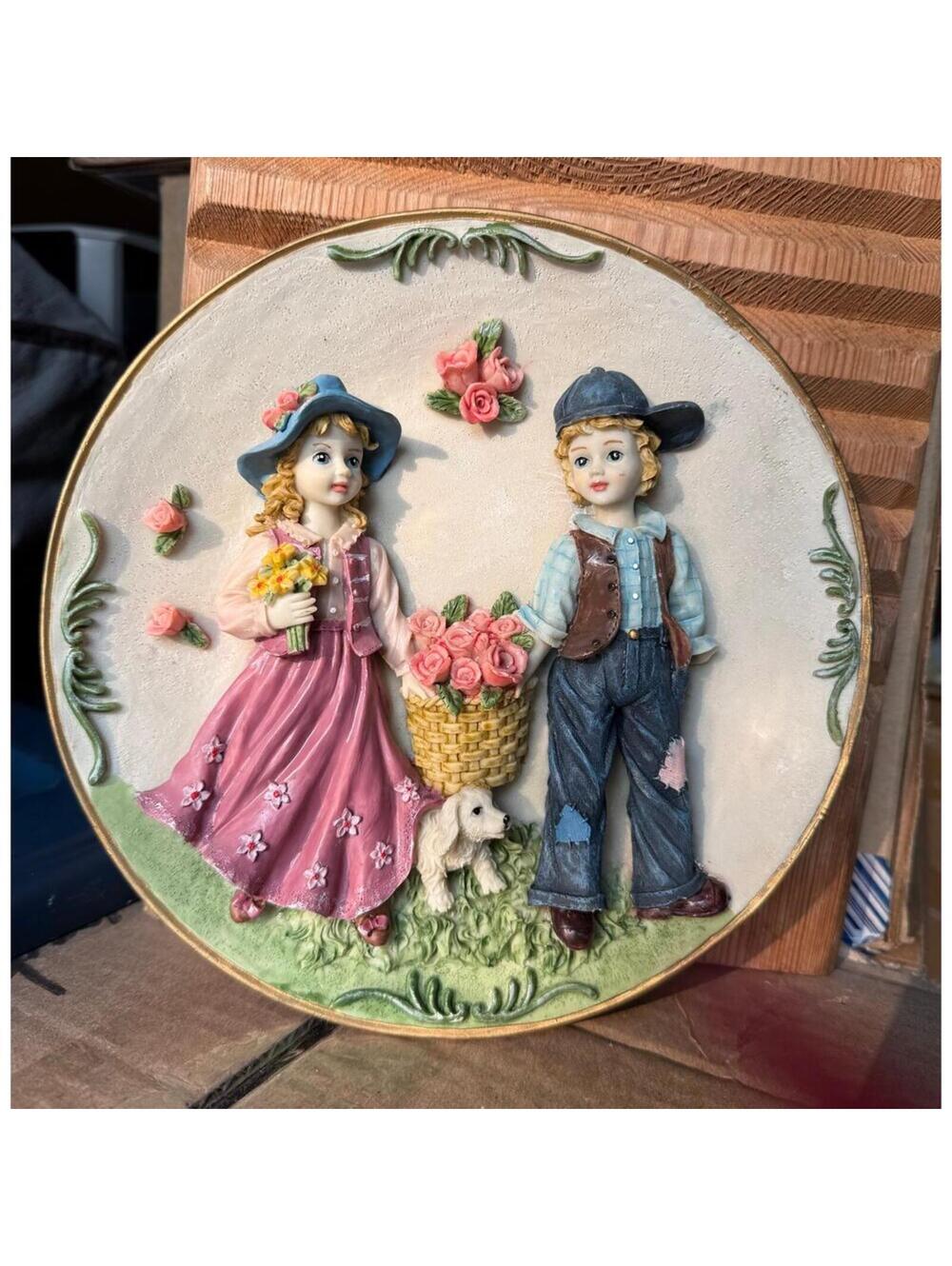WALL DECOR VINTAGE 3D WALL HANGING PLATE RESIN 8.66"
